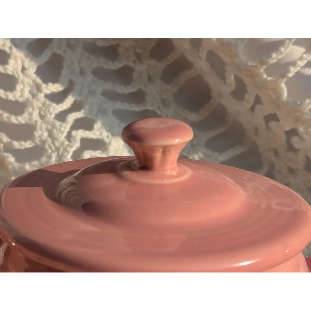 Fiesta Rose Cream and Sugar Set with Tray Vintage 1980s Homer Laughlin Rose